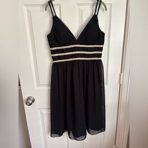 White House Black Market Black Cocktail Dress Lace Trim Size 10